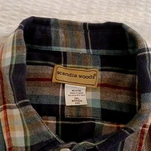 Men's Scandia Woods Size 2XL Blue/Tan/Burgundy Plaid long sleeve button up